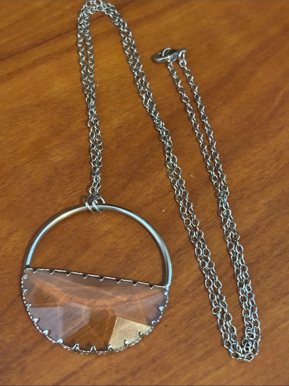 Silver Necklace with Clear Crystal Style Pendant